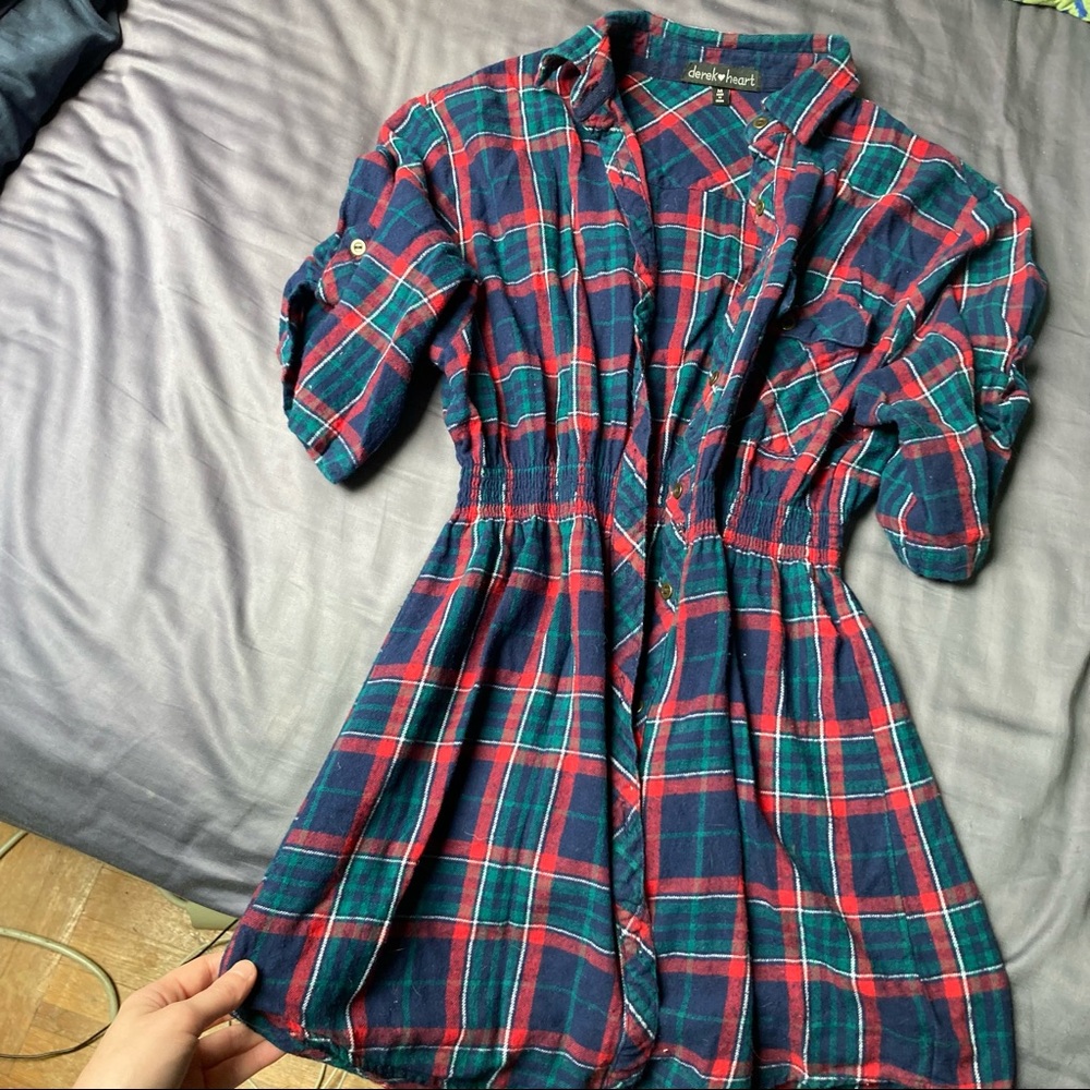🟢 Plaid Flannel Dress